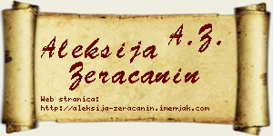 Aleksija Žeračanin vizit kartica